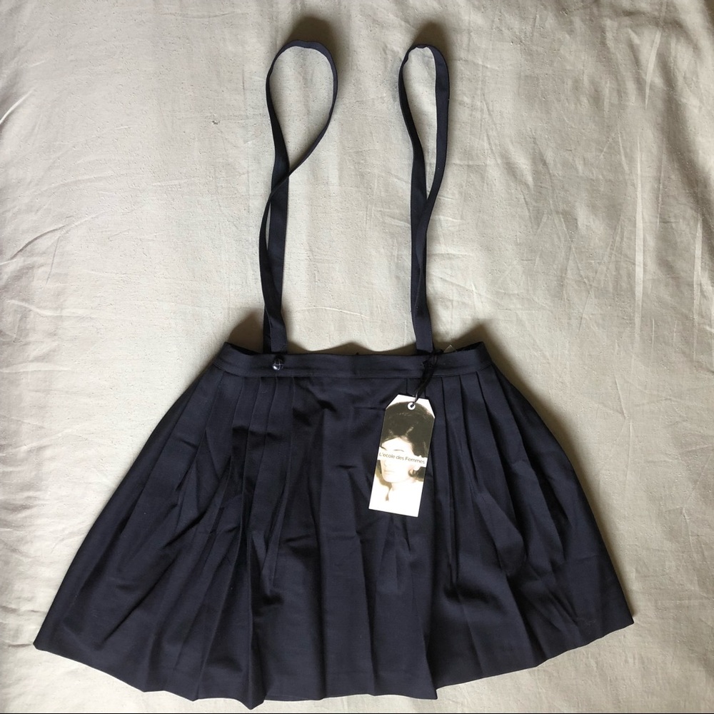L'ecole des Femmes Navy Blue Suspender Skirt Large